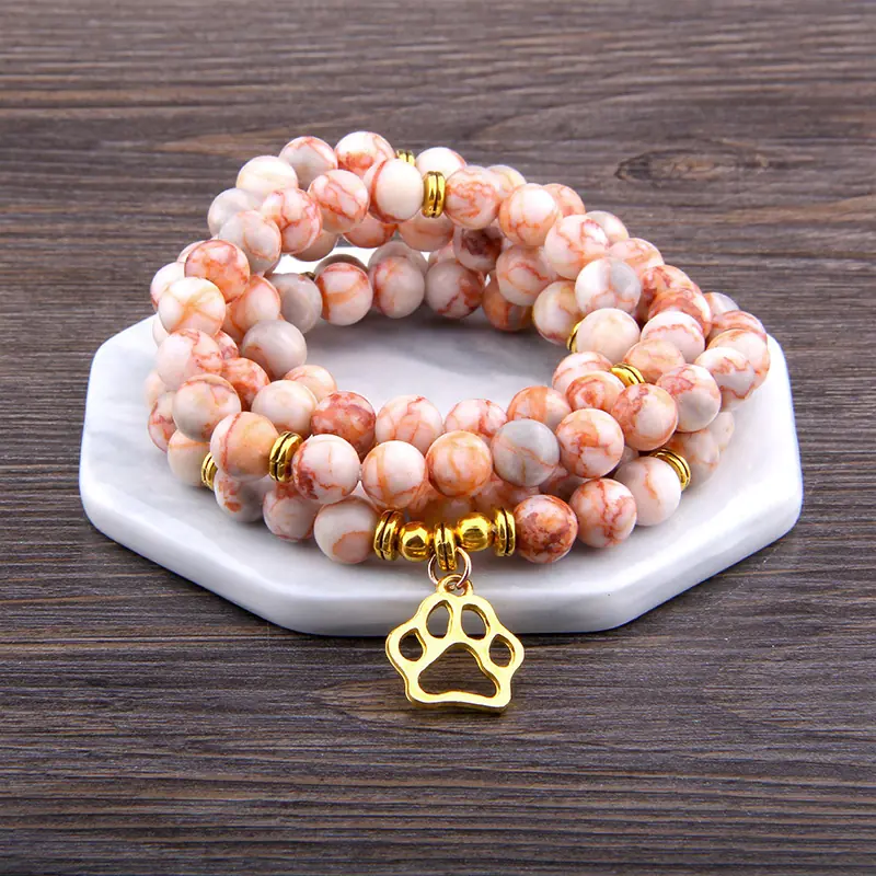 Fa mintás achát hosszú karkötő/nyaklánc