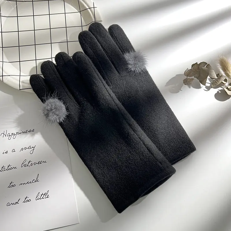 Női kötött szőrmés kasmir kesztyű