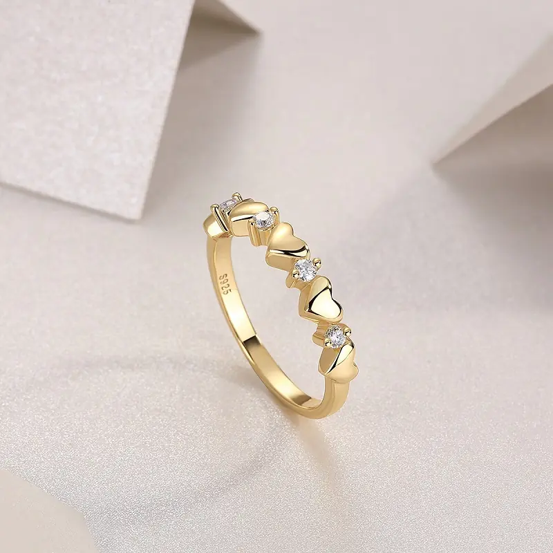 Heart To Heart - Divatos könnyű luxus ékszer ezüst gyűrű kiváló minőségű moissanite kővel